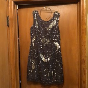 Grey sequin mini dress